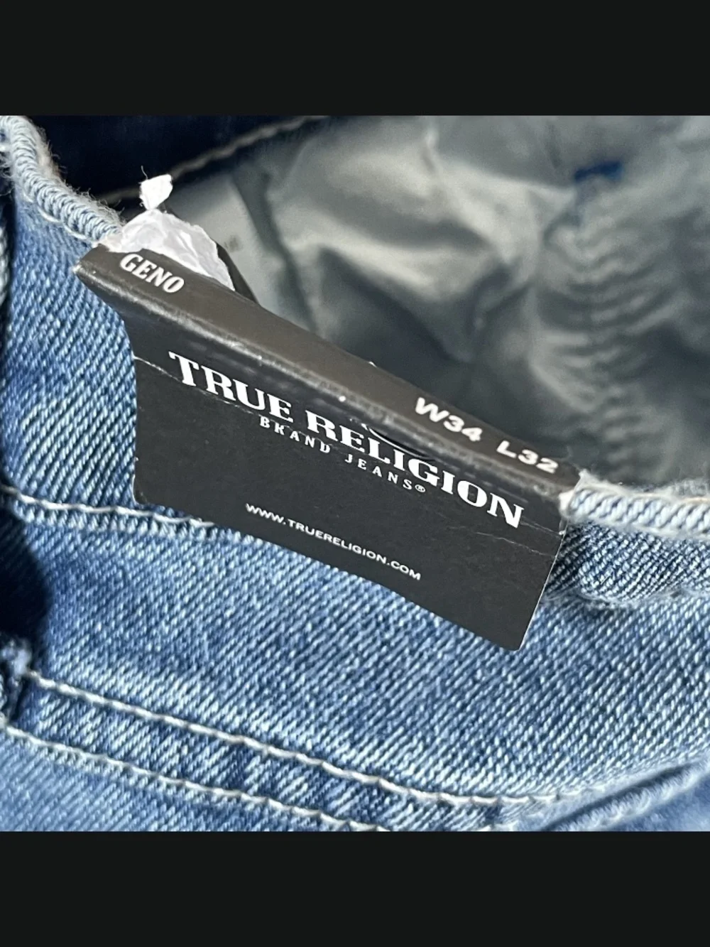 NEW True Religion Jeans Mens 34 blue denim straight leg geno designer street